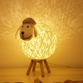thumbnail image 2 of Labymos Veilleuse LED à Intensité Variable pour Enfants, Design Mignon de Moutons en Forme de Boule, Abat-Jour Tissé à la Main, Lampe Lune, 2 of 8