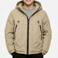 thumbnail image 2 of Piuwrlz Boys Hood Padded Jacket Boy Cotton Puffer Jacket with Zipper Long Sleeved Winter Coat Khaki Size 7, 2 of 6