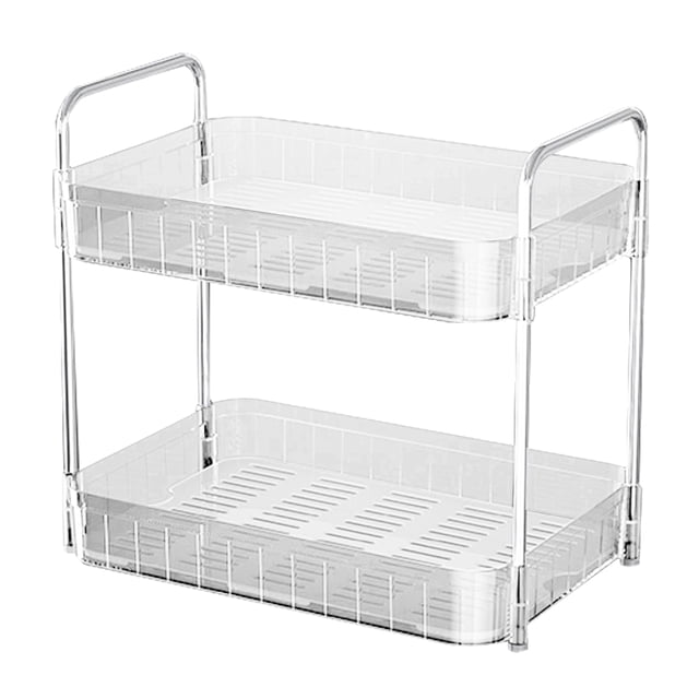Cup Drying Rack with Drain Tray Countertop Storage Shelf Cup Station Organizer for Home Kitchen Double Layer White