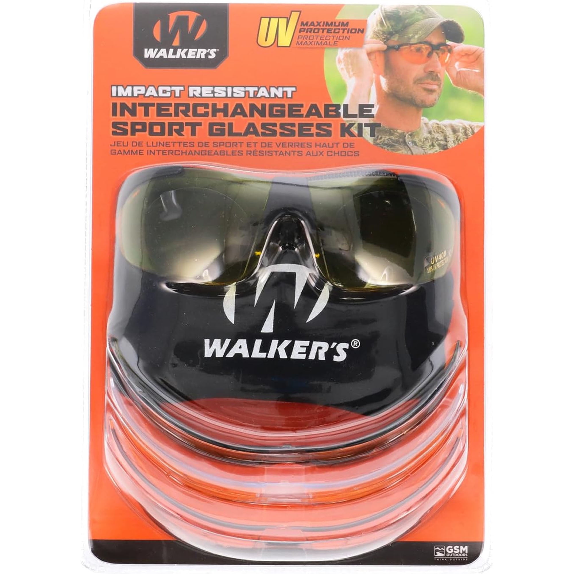 Walker's Sport Glasses with 4 Interchangeable Lens, Impact-Resistant Durable Hunting Shooting Eye Safety Combo Kit - Includes Storage Pouch, Sleeve & Weatherproof Case