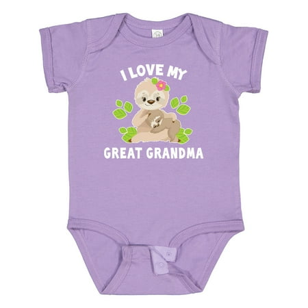 

Inktastic Cute Sloth I Love My Great Grandma with Green Leaves Gift Baby Boy or Baby Girl Bodysuit