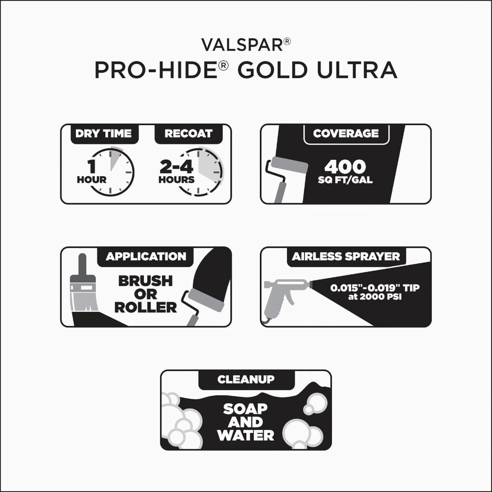 Valspar Gold Ultra Pro-Hide Exterior Paint - Durable, Pastel Base - 1 Gal — Interior & Exterior Use, Professional Finish