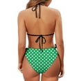 thumbnail image 6 of Uourmeti Green White Polka Dot Halter Triangle Bikini Set - Sexy Tie Side Two Piece Swimsuit for Beach Vacation & Pool Party, 6 of 9