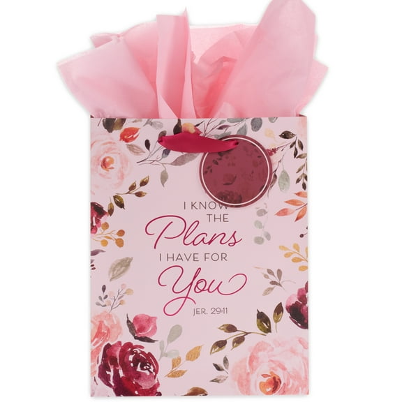 Gift Bag w/Tissue Paper Set: I Know the Plans Jeremiah 29:11 Bible Verse, Medium