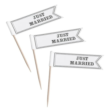 Lillian Rose 12 Just Married Cupcake Picks