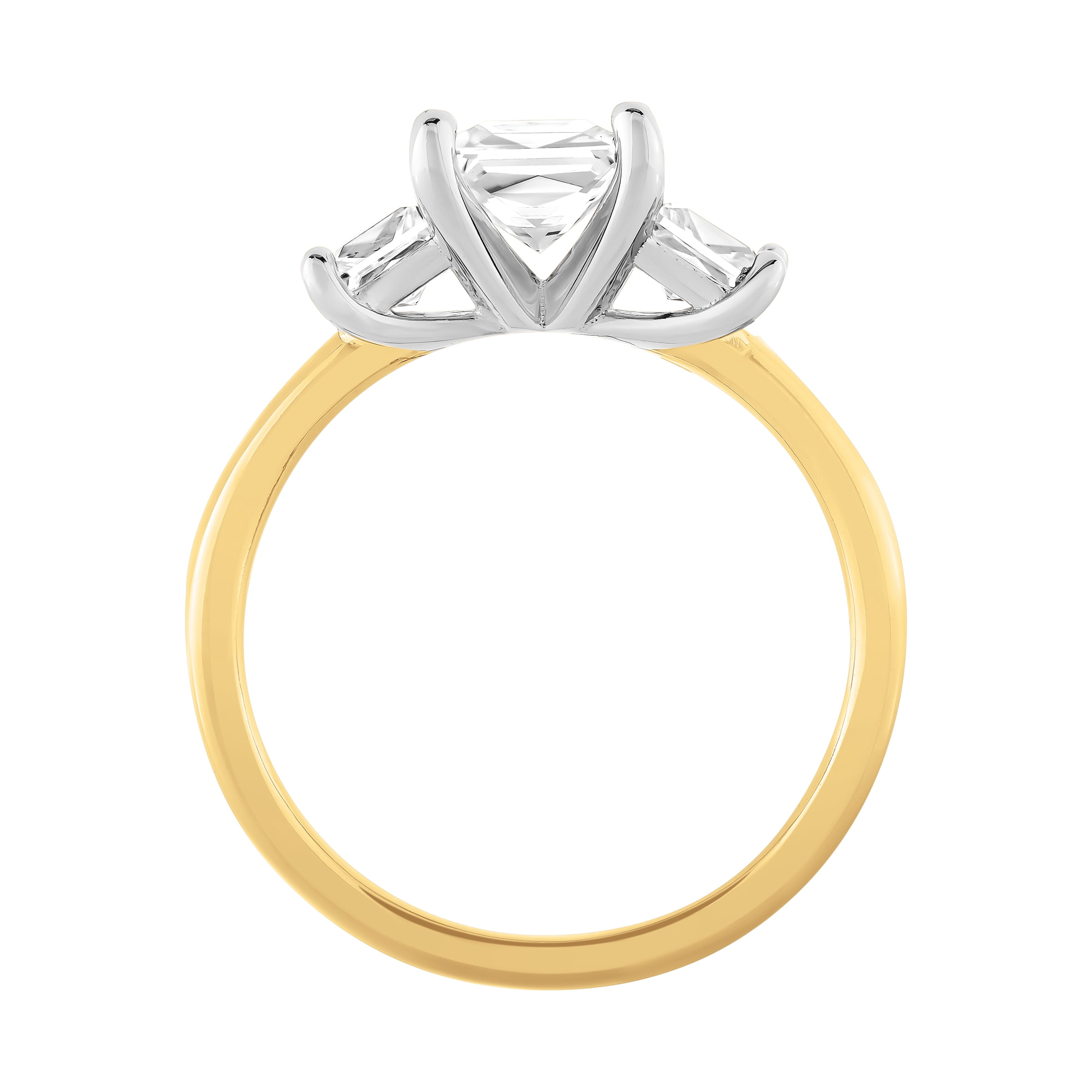 Keepsake 14K Yellow Gold Plated Sterling Silver Created White Sapphire 3-Stone Women's Engagement Ring