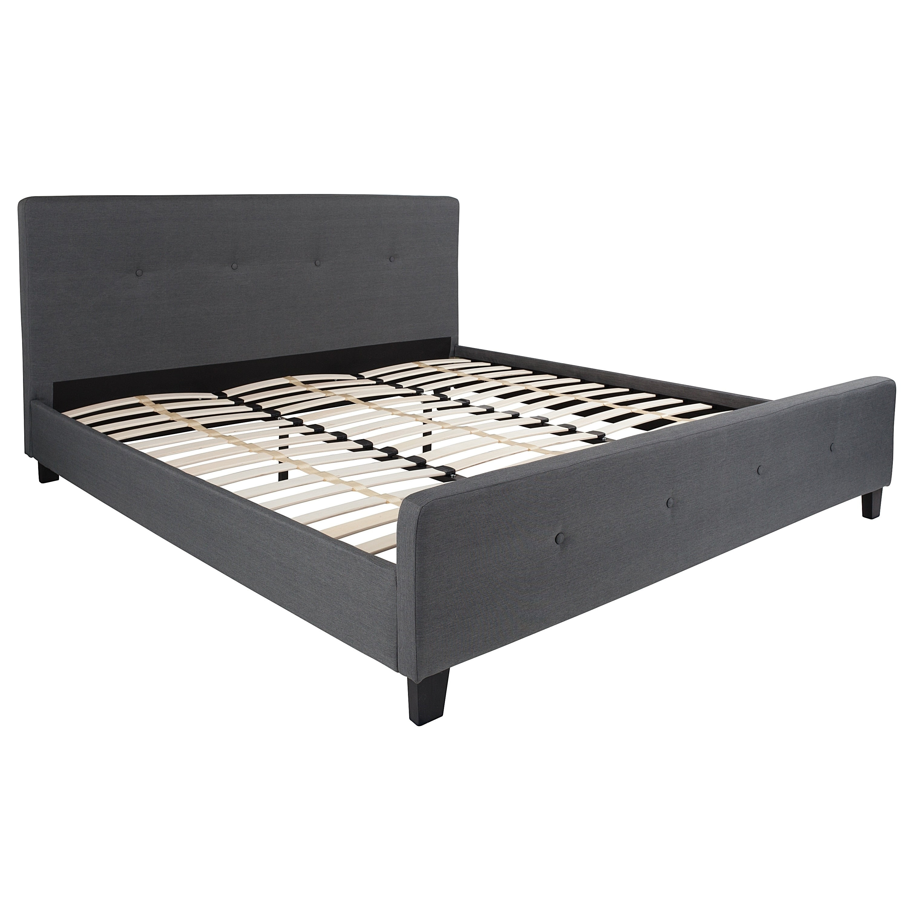 BSD National Supplies Elmira King Size Dark Grey Fabric Platform Bed
