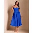 thumbnail image 4 of Royal Blue Spaghetti Strap Fit & Flare Midi Dress For Elegant Party, Night Out, Or Sophisticated Daywear, 4 of 7