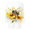 thumbnail image 4 of Vekome Bee Day Womens 3/4 Sleeve Tops Plus Size Shirts Loose Crewneck Holiday Tee Shirts Holiday Pullover Tops Yellow, 4 of 5