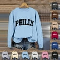 thumbnail image 7 of Womens Fashion Casual Long Sleeve Crew Neck Sweatshirts Printed Pullover Hoodless Sweatshirts Top Light Sweatshirts Women Casual Knit Top Women Zip up Cropped Workout Sweatshirt Drawstring Waist, 7 of 7