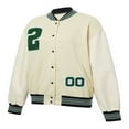 thumbnail image 4 of Women Oversized Baseball Jackets  Fashion Leather Long Sleeve Letter Embroidery Jackets, 4 of 7