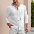 thumbnail image 3 of QSXADF Men's Shirt Jacket Casual Hooded Long Sleeve Button Down Pocketed Relaxed Coat, 3 of 6