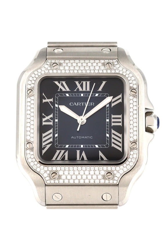 Pre-Owned Cartier Santos de MM 2D W4SA0006 Stainless Steel Automatic Watch (Good)