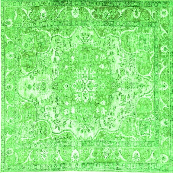 Ahgly Company Indoor Square Persian Green Traditional Area Rugs, 3' Square
