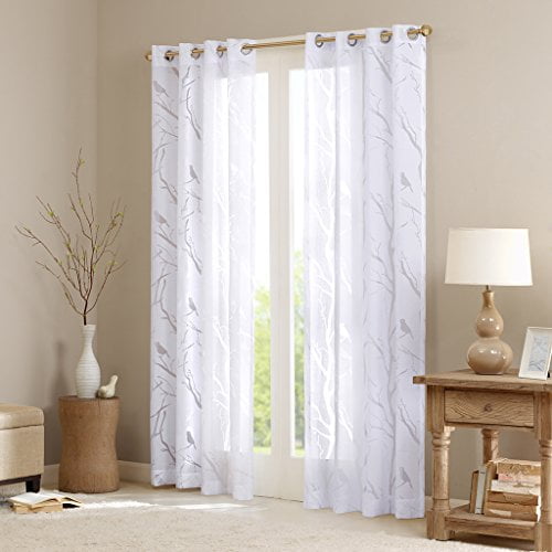 Averil Sheer Bird Window Panel White 95" Panel