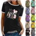 thumbnail image 1 of Fiudx Ofertas Flash Del Día Blusa Holgada de Manga Corta con Cuello Redondo y Manga Abombada para Mujer, 1 of 6