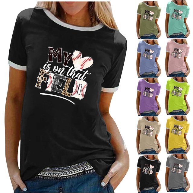 Fiudx Ofertas Flash Del Día Blusa Holgada de Manga Corta con Cuello Redondo y Manga Abombada para Mujer