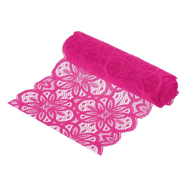 Unique Bargains Lace Ribbon 10 Yards 7 Inch Lace Flower Trim for Craft Headbands Wedding Rose Red