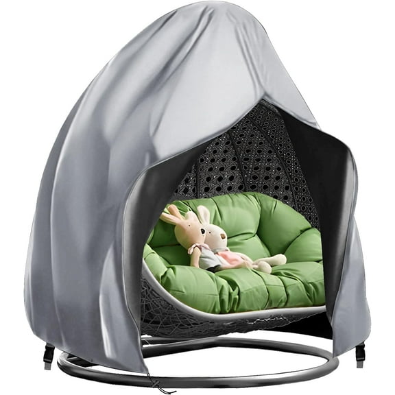Luniquz Egg Chair Cover 210D Hanging Chair Cover for Double Egg Swing Chair 91X80 Inches Patio Stand Cover Wicker Egg Swing Chair Covers