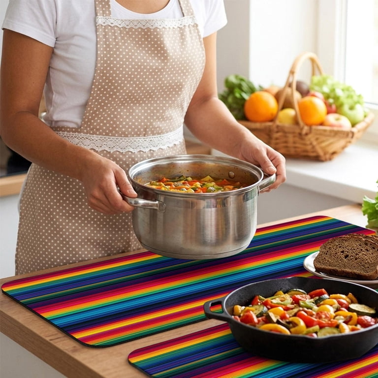 Colorful Mexican Heat Insulation Mats for Countertop Striped Modern ...