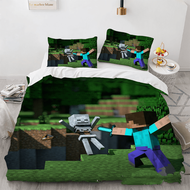 siniker Bedding Set Kids Quilt Cover 3D Cartoon Playing Bed Cover Set with Pillowcase and Zipper Closure