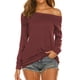 thumbnail image 1 of Blusa elegante de manga larga con hombros descubiertos, elástica, holgada, para uso diario, fiesta y trabajo, talla M, 1 of 6