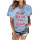 thumbnail image 1 of Camiseta de mujer Camisetas Cuello redondo Camiseta de manga corta Estampado de letras Tie-dye Camiseta Tops Blusa Regalo para mujeres Pompotops hkajfhjk468165, 1 of 8