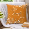 thumbnail image 3 of Pillow Covers 26x26 Set of 2, Burnt Orange Botanical Throw Pillow Covers Decorative Couch Cushion Cover, Farmhouse Laugh Love Leaves Microfiber Soft Square Pillowcases for Bedroom Living Room Sofa, 3 of 9