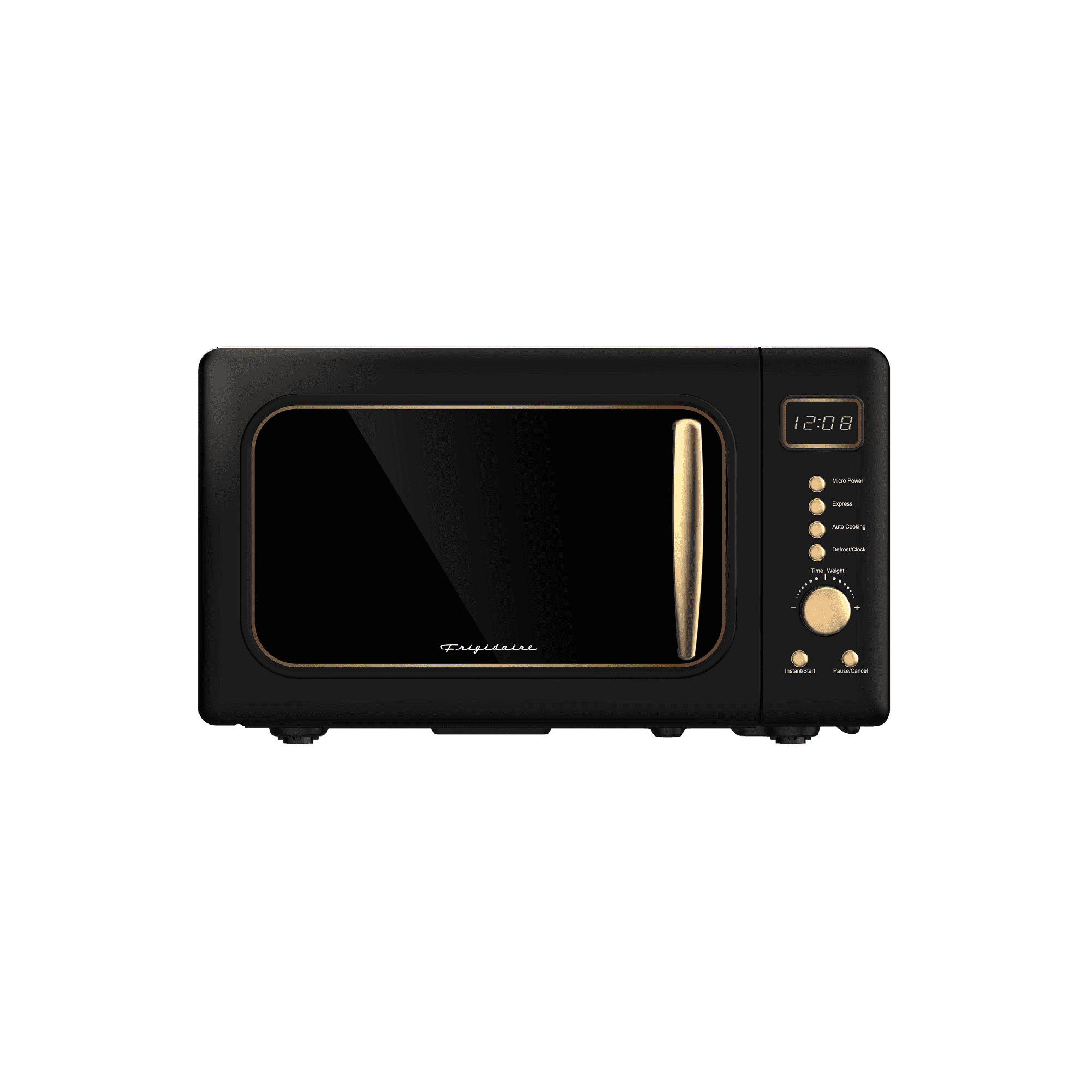 Frigidaire 0.7 Cu. Ft. 700 Watt Retro Countertop Microwave Oven, Black and Gold