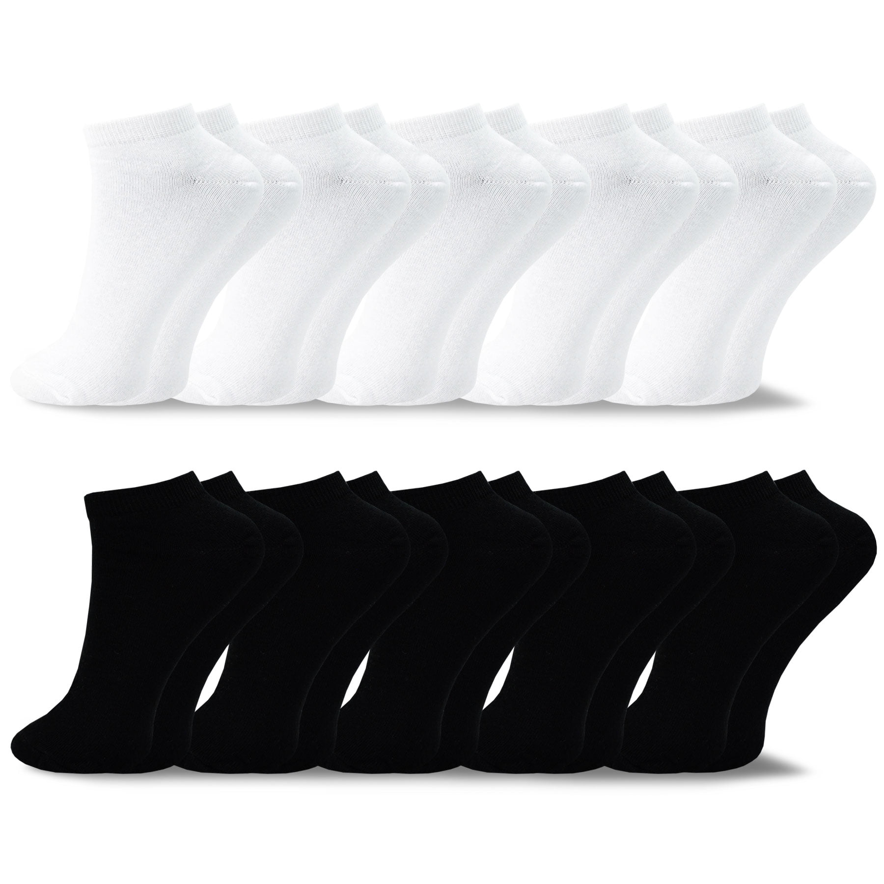 TeeHee Women's Valued 9+1 Pack Fashion No Show Cotton Socks (White