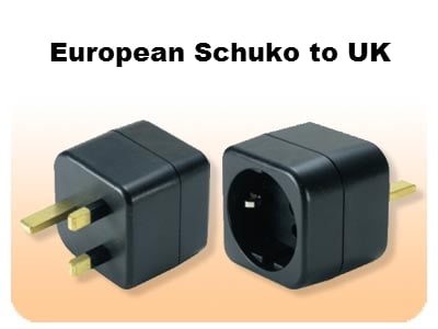 European Schuko to UK UK Visitors' Travel Adaptor 