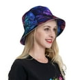 thumbnail image 6 of KLL Magic Colorful Forest Leaves Bucket Hat for Women Men Packable Travel Beach Sun Hat Outdoor Rave Accessories Reflective Fisherman Cap, 6 of 7