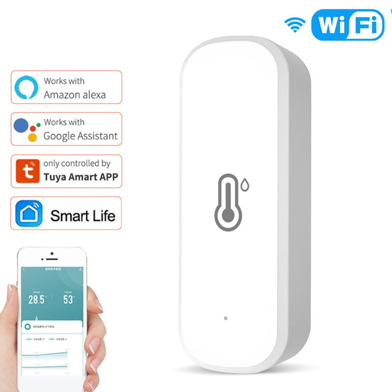 TUYA Smart WIFI Temperature and Humidity Detector Indoor Wireless  Compatible with Alexa and Google Temperature Humidity Remote Monitor for  Home
