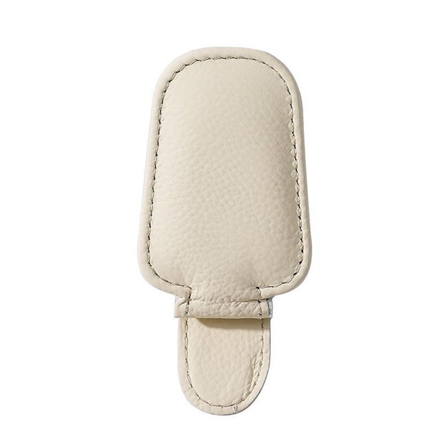 Soporte magnético de cuero para gafas de sol, Clip para colgar gafas para parasol de coche, adecuado para gafas de diferentes tamaños (Beige)