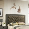 thumbnail image 3 of Gorgeous Classic Grey Finish Upholstered Fabric Headboard Queen Size Bed Lines Design 1pc Bedroom Furniture Wooden, 3 of 4