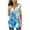 Light Blue, variant on Azrian Women Fashion V- Neck Floral Printed Tunic Tops Buttons Short Sleeve T-shirt