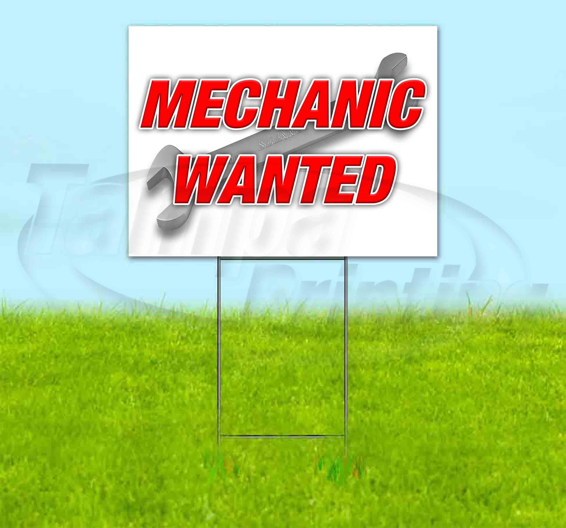 Mechanic On Duty Red Car Corrugated Plastic Yard Sign /FREE Stakes 