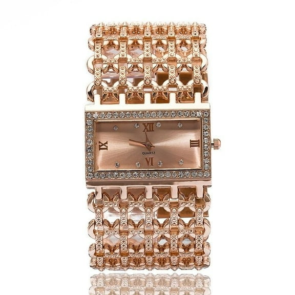Luxury Women’s Bracelet Watch Honeycomb Mesh Rectangular Wrist Watch Crystal Square Dial Hollow Bangle Rhinestone-Accented Alloy Quartz Clock Lady's Fashion Diamond Inlaid Stainless Steel Accessory