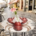 thumbnail image 6 of Coastal Lobster Round Tablecloth for 36-44 Inch Tables,Fitted Table Cover with Elastic Edge,Beach Coral Shell Nautical Vintage Waterproof Outdoor Table Cloth Protector for Patio Garden Dinner Picnic, 6 of 9