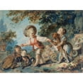 thumbnail image 2 of Jean-Honoré Fragonard 14x12 Black Ornate Wood Framed Double Matted Museum Art Print Titled: Children Playing with Two Dogs, 2 of 5