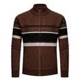 thumbnail image 4 of TFEOQRY Men's New Color Blocked Knit Cardigan Casual Long Sleeve Sweater Jacket Coffee, 4 of 8