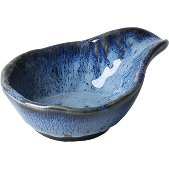 Ice Cream Bowls Small Porcelain Blue Snack Plate Spoon Rest Spices Soy Sauce Dish