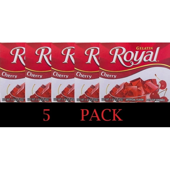 5x Royal CHERRY Gelatin Mix Dessert 1.41 oz Box - 5 PACK