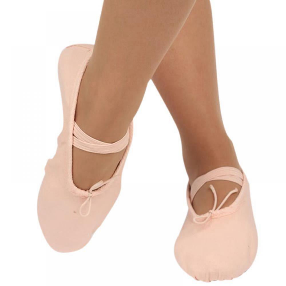 GIRLS WOMENS DANCE BALLET CANVAS SHOES KIDS SLIPPERS FLATS BLACK RED PINK NUDE 