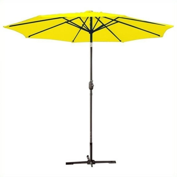 Jeco 9ft. Aluminum Patio Market Umbrella Tilt with Crank in Yellow Fabric Grey Pole