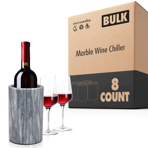 Modern Innovations Marble Wine Chiller Bucket - Wine Bottle Cooler for Parties – Keep Beverages Chill in This Champagne/Wine Bucket – Marble Wine Bottle Chiller – Holds 750ml Bottle (Grey) 8 Count