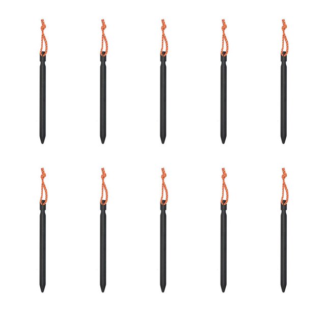 Greeniant Paquete de 10 estacas para tienda de campaña, para acampar al aire libre, portátiles, de aleación de aluminio, estacas para toldo, carpas Negro