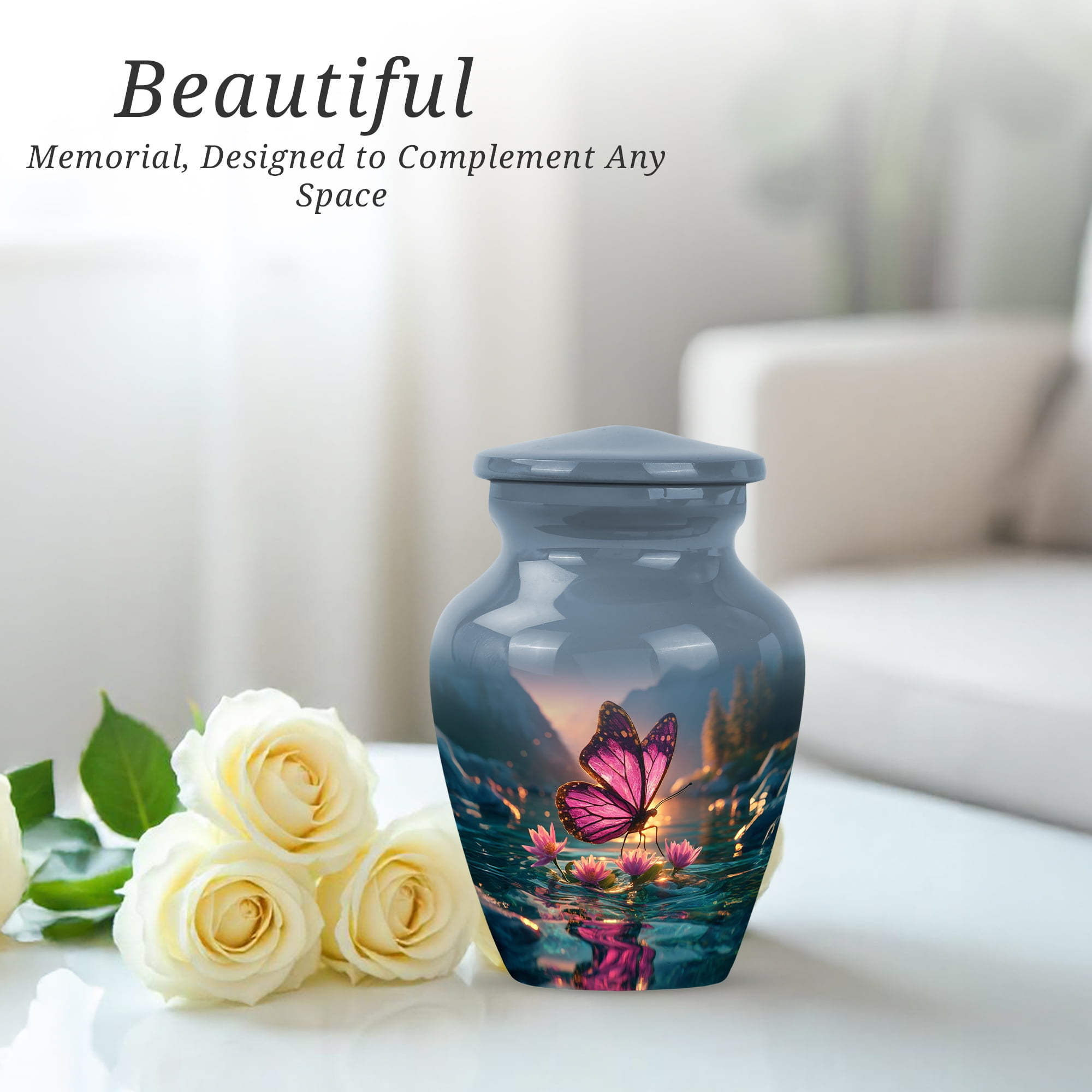 Butterfly Cremation Urns For Human Ashes Adult Male Small - Blue Mini Urns For Male And Female - Purple Urn For Human Ashes - Small Keepsake Urns For Ashes Adult Mother, 3 Inch