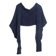 thumbnail image 4 of Ediodpoh Fashion Winter Warm Solid Color Knitted Wrap Scarf Crochet Thick Shawl Cape with Sleeves for Women Navy, 4 of 5