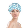 thumbnail image 2 of Simple Blue Lines Cute Snake Shower Cap, Double Layers Shower Cap Rreusable Waterproof, Elastic Bathing Hair Hat for Women, Washable Hair Cap for All Hair Lengths, 2 of 5